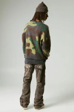 Relaxed Flared Heavy Washed Cargo Trousers
