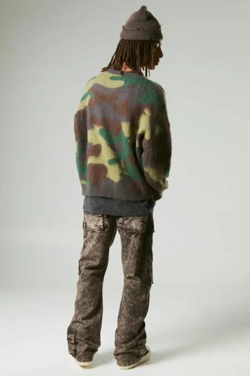 Relaxed Flared Heavy Washed Cargo Trousers