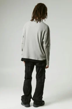 Relaxed Flared Heavy Washed Cargo Trousers