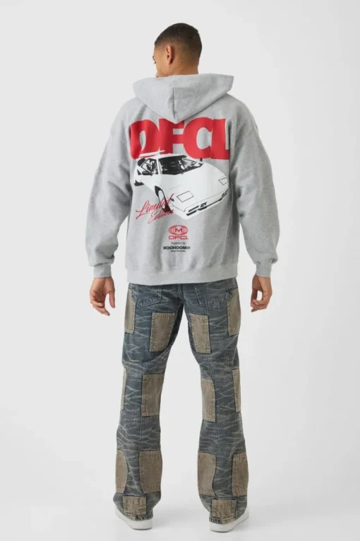 Relaxed Flared Patchwork Contrast Stitch Jeans