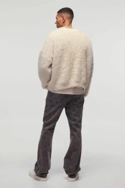 Relaxed Flared Pearl Side Detail Jeans
