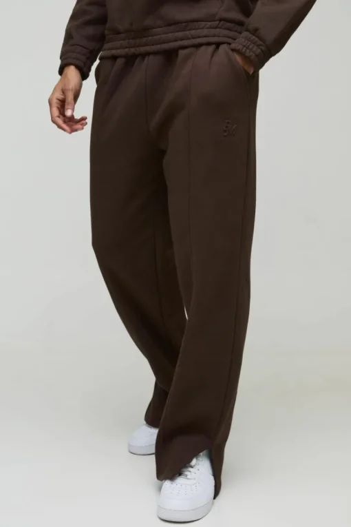 Relaxed Heavyweight Embossed Pocket Detail Split Hem Joggers