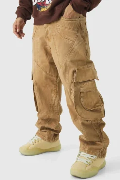 Relaxed Heavyweight Twill Panelled Cargo Trousers