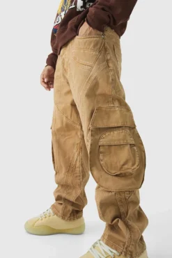 Relaxed Heavyweight Twill Panelled Cargo Trousers