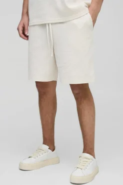 Relaxed Man Embroidered Waffle Shorts