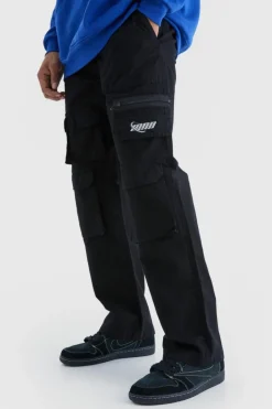 Relaxed Multi Cargo Ripstop Trouser With Tonal Embroidery