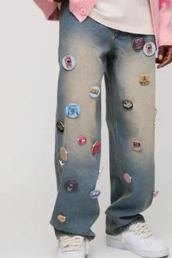 Relaxed Rigid Badge Detail Boxer Waistband Denim Jeans