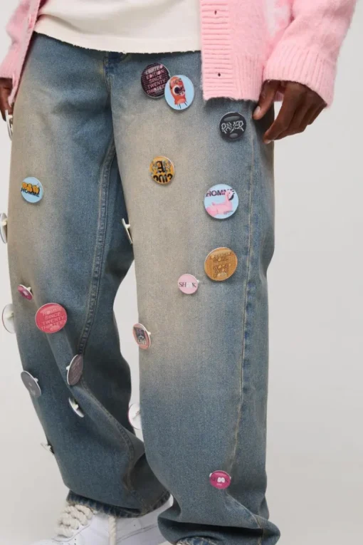 Relaxed Rigid Badge Detail Boxer Waistband Denim Jeans