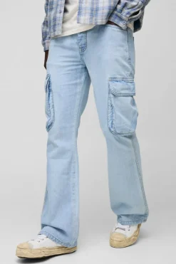 Relaxed Rigid Flare Cargo Denim Jeans