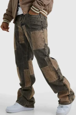 Relaxed Rigid Flare Patchwork Jeans