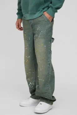 Relaxed Rigid Paint Splatter Carpenter Denim Jeans