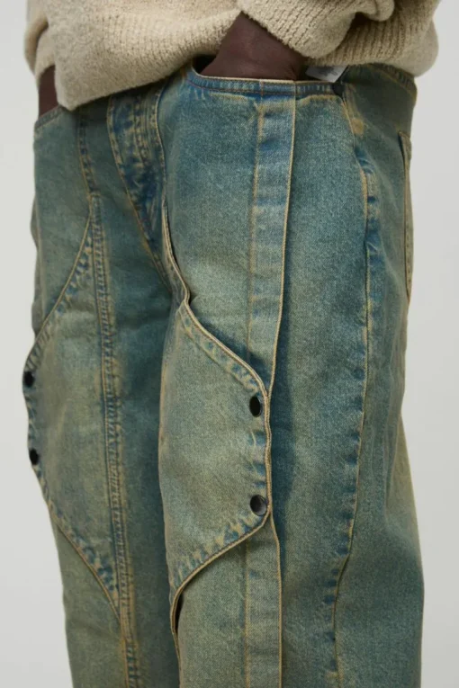 Relaxed Rigid Panelled Tinted Denim Jeans