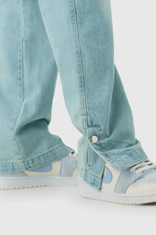 Relaxed Rigid Popper Hem Cargo Jeans