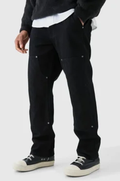 Relaxed Rigid Top Stitch Detail Carpenter Jean In Black