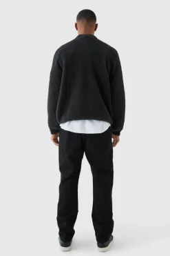 Relaxed Rigid Top Stitch Detail Carpenter Jean In Black