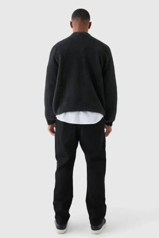 Relaxed Rigid Top Stitch Detail Carpenter Jean In Black