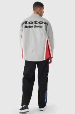 Relaxed Rigid Varsity Moto Denim Jeans
