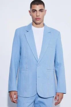 Relaxed Single Breasted Denim Suit