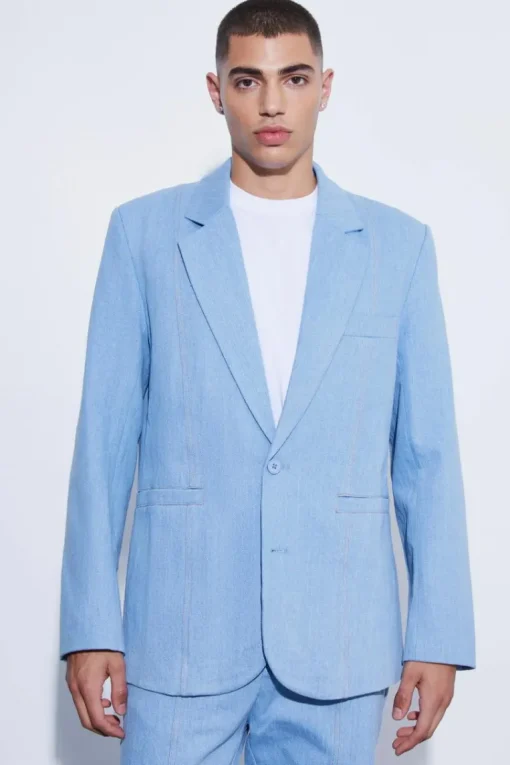 Relaxed Single Breasted Denim Suit