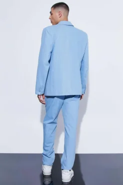 Relaxed Single Breasted Denim Suit