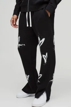 Relaxed Split Hem Heart Jogger