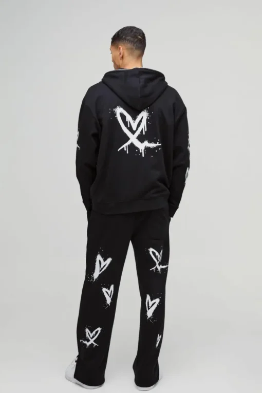 Relaxed Split Hem Heart Jogger