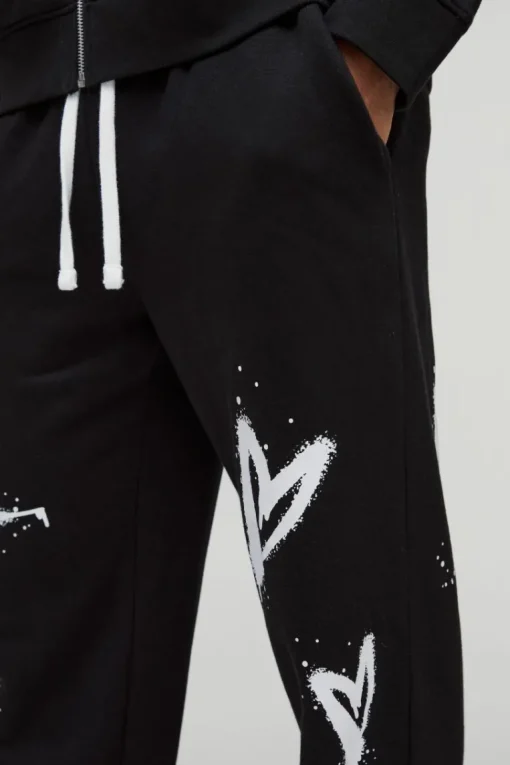 Relaxed Split Hem Heart Jogger