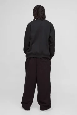 Relaxed Wide Leg Double Waistband Distressed Joggers
