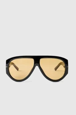 Retro Gold Detail Sunglasses in Black