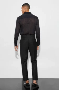 Rhinestone Detail Tapered Suit Trousers