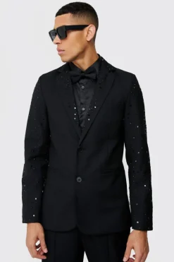 Rhinestone Sleeve Slim Fit Suit