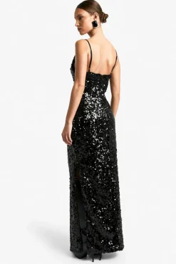 Sequin Cowl Neck Maxi Slip Dress