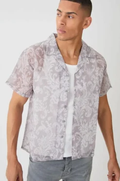 Short Sleeve Boxy Baroque Sheer Shirt