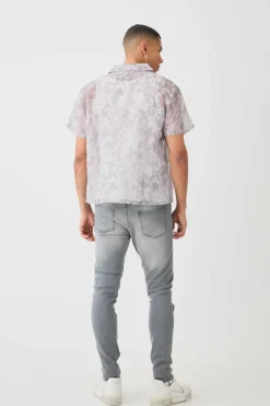 Short Sleeve Boxy Baroque Sheer Shirt