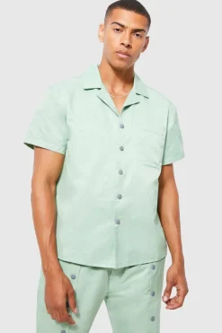 Short Sleeve Boxy Revere Popper Shirt