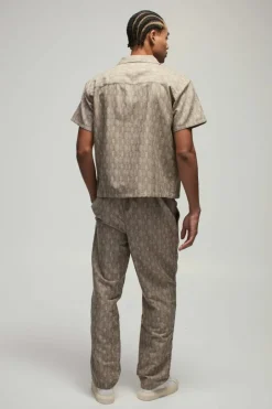 Short Sleeve Boxy Woven Smart Geo Set