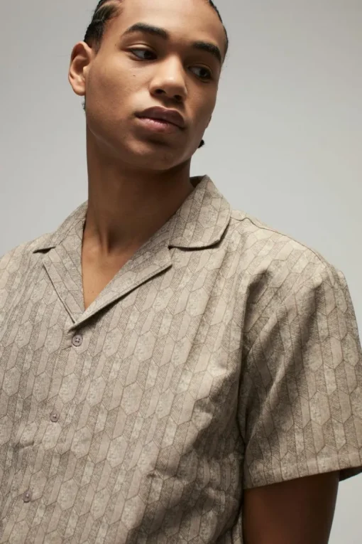 Short Sleeve Boxy Woven Smart Geo Set