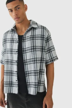 Short Sleeve Checked Oversized Shirt