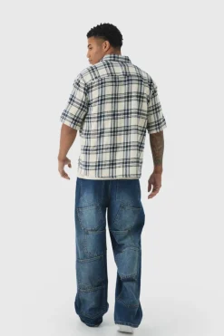 Short Sleeve Checked Oversized Shirt