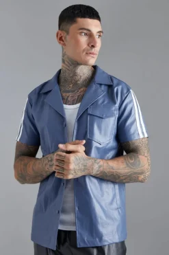 Short Sleeve Dropped Revere Tape Detail Shirt