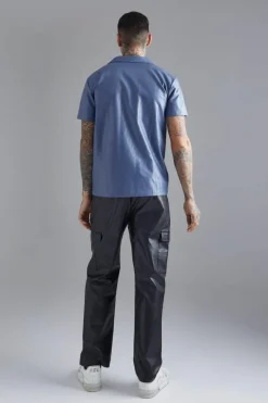 Short Sleeve Dropped Revere Tape Detail Shirt