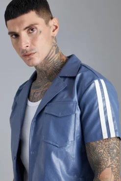 Short Sleeve Dropped Revere Tape Detail Shirt