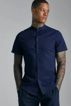 Short Sleeve Grandad Slim Fit Shirt