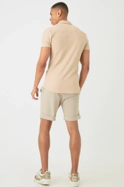Short Sleeve Honeycomb Muscle Fit Shirt