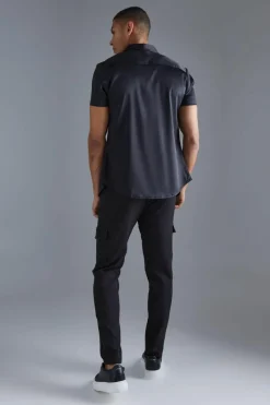 Short Sleeve Muscle Satin Shirt