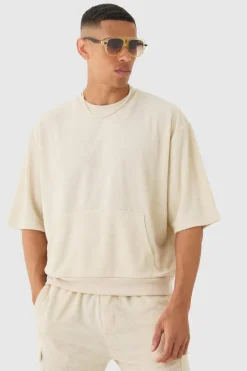 Short Sleeve Oversized Boxy Towelling Sweatshirt