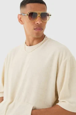 Short Sleeve Oversized Boxy Towelling Sweatshirt