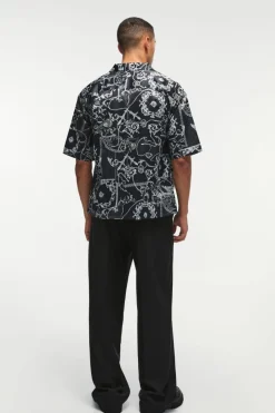 Short Sleeve Oversized Printed Revere Shirt