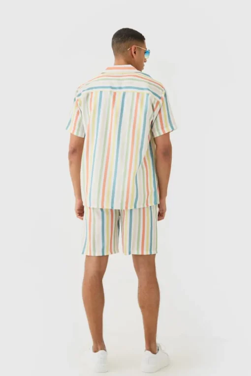Short Sleeve Oversized Revere Stripe Set
