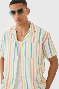 Short Sleeve Oversized Revere Stripe Set